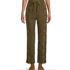 Johnny Was Olive Green Pants with Multicolor Stripes